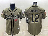 Men's Tampa Bay Buccaneers #12 Tom Brady Olive 2022 Salute To Service Cool Base Stitched Baseball Jersey,baseball caps,new era cap wholesale,wholesale hats